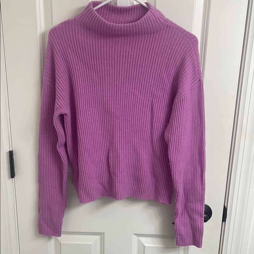 BP Purple Cowl Neck Sweater Ribbed Knit